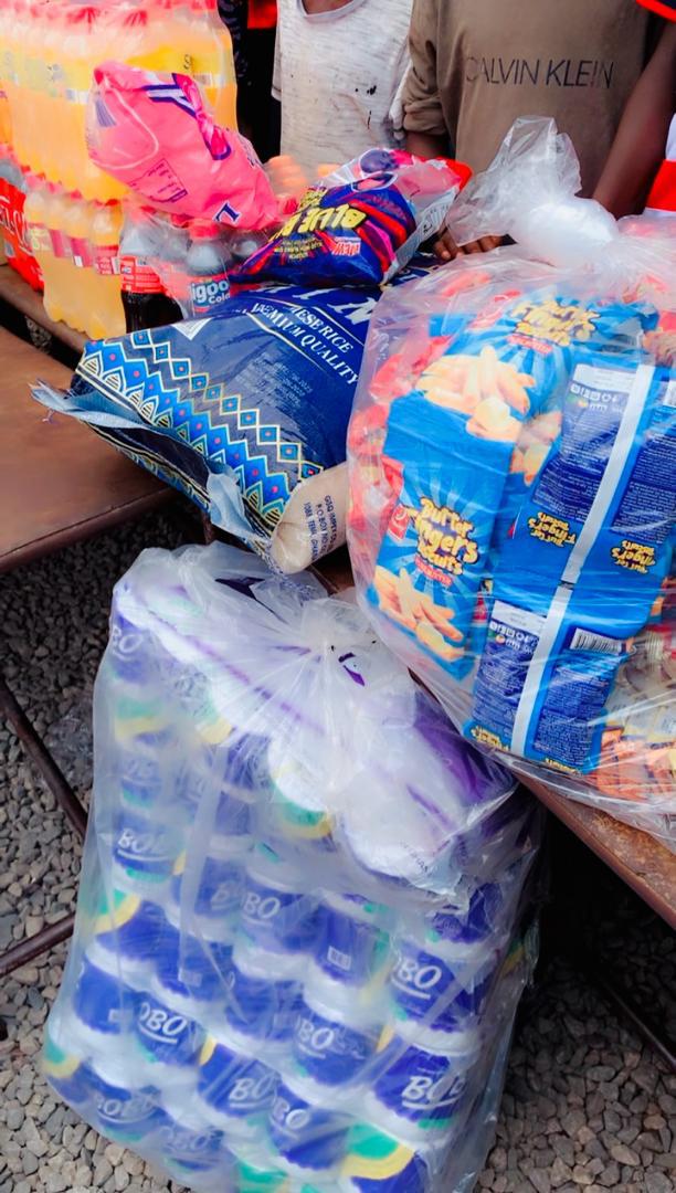Bags of rice, snacks, and drinks donated for an outreach